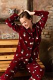 Sude Kadın Gömlek Önden Düğmeli Polar Desenli Pijama Takımı P200/173 - 1 Adet