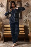 Sude Kadın Gömlek Önden Düğmeli Polar Desenli Pijama Takımı P200/124 - 1 Adet