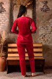 Sude Kadın Kışlık Bisiklet Yaka Kadife Pijama Takımı K803/97 - 1 Adet
