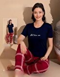 Boyraz Kadın Milan Bisiklet Yaka İnce Kısa Kol Pijama Takımı 11006 - 1 Adet