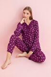 Pijamerry Kadın Dantel Yaka Bambu Uzun Kol Pijama Takımı 5206 - 1 Adet