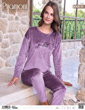 Pijamoni Kadın Kışlık Bisiklet Yaka Likralı Soft Kadife Pijama Takımı 4200/13 - 1 Adet