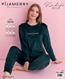 Pijamerry Kadın Kışlık Bisiklet Yaka Kadife Pijama Takımı 3026Y - 1 Adet