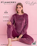 Pijamerry Kadın Kışlık Bisiklet Yaka Kadife Pijama Takımı 3030G - 1 Adet