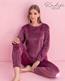 Pijamerry Kadın Kışlık Bisiklet Yaka Kadife Pijama Takımı 3030G - 1 Adet
