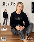Boyraz Kadın Kışlık Bisiklet Yaka Soft Kadife Pijama Takımı 07041 - 1 Adet
