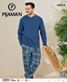 Pijamoni Erkek Pamuklu Düğme Yaka Uzun Kol İnce Pijama Takımı 100/4 - 1 Adet