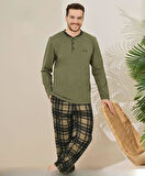 Pijamoni Erkek Pamuklu Düğme Yaka Uzun Kol İnce Pijama Takımı 100/11 - 1 Adet