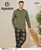 Pijamoni Erkek Pamuklu Düğme Yaka Uzun Kol İnce Pijama Takımı 100/11 - 1 Adet
