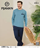 Pijamoni Erkek Pamuklu Bisiklet Yaka Uzun Kol İnce Pijama Takımı 6150/4 - 1 Adet
