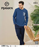 Pijamoni Erkek Pamuklu Bisiklet Yaka Uzun Kol İnce Pijama Takımı 6150/6 - 1 Adet