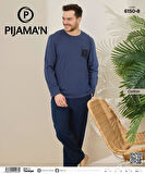 Pijamoni Erkek Pamuklu Bisiklet Yaka Uzun Kol İnce Pijama Takımı 6150/8 - 1 Adet