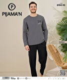 Pijamoni Erkek Pamuklu Bisiklet Yaka Uzun Kol İnce Pijama Takımı 6150/10 - 1 Adet