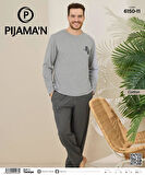 Pijamoni Erkek Pamuklu Bisiklet Yaka Uzun Kol İnce Pijama Takımı 6150/11 - 1 Adet