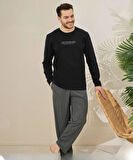 Pijamoni Erkek Pamuklu Bisiklet Yaka Uzun Kol İnce Pijama Takımı 6150/20 - 1 Adet