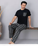 Pijamoni Erkek Bisiklet Yaka Kısa Kol İnce Pijama Takımı 6163/7 - 1 Adet