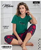 Mihra Kadın Bisiklet Yaka COMPACT PENYE Likralı KAPRİ Kısa Kol Pijama Takımı 90753Y - 1 Adet