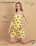 Pijamerry Kadın İp Askılı MİLAN Kumaş Likralı Şortlu Pijama Takımı 5962 - 1 Adet
