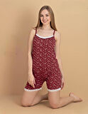 Pijamerry Kadın İp Askılı MİLAN Kumaş Likralı Şortlu Pijama Takımı 5968 - 1 Adet
