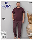 Pijamoni Erkek Battal Düğme Yaka Penye Kısa Kol  Pijama Takımı 6730/2 - 1 Adet