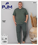 Pijamoni Erkek Battal Düğme Yaka Penye Kısa Kol  Pijama Takımı 6730/5 - 1 Adet