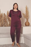 Charme Kadın Büyük Beden Bisiklet Yaka MİLAN Likralı Kısa Kol Pijama Takımı K601/252 - 1 Adet