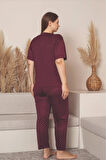 Charme Kadın Büyük Beden Bisiklet Yaka MİLAN Likralı Kısa Kol Pijama Takımı K601/252 - 1 Adet