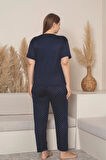 Charme Kadın Büyük Beden Bisiklet Yaka MİLAN Likralı Kısa Kol Pijama Takımı K601/254 - 1 Adet