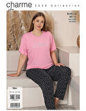 Charme Kadın Büyük Beden Bisiklet Yaka MİLAN Likralı Kısa Kol Pijama Takımı K601/247 - 1 Adet