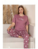 Charme Kadın Büyük Beden Bisiklet Yaka MİLAN Likralı Kısa Kol Pijama Takımı K601/242 - 1 Adet