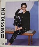 Miss Klein Kadın Büyük Beden Düğme Yaka Pamuklu Likralı Uzun Kol Pijama Takımı 1139 - 1 Adet