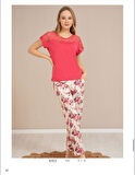 Baha Perfect Club Kadın Bisiklet Dantel Yaka Yarım Kol Pijama Takımı 4352 - 1 Adet