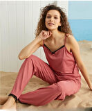 Pijamoni Kadın İp Askılı  Kaşkorse Viskoz Likralı Pijama Takımı 5533-1 / 1 Adet