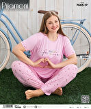 Pijamoni Kadın Milan Büyük Beden Bisiklet Yaka Kısa Kol İnce Pijama Takımı 7665/17 - 1 Adet