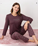 Pijamoni Kadın Milan Bisiklet Yaka Uzun Kol İnce Pijama Takımı 7600/36 - 1 Adet