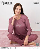 Pijamoni Kadın Milan Bisiklet Yaka Uzun Kol İnce Pijama Takımı 7600/37 - 1 Adet