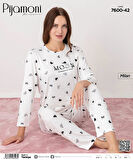 Pijamoni Kadın Milan Bisiklet Yaka Uzun Kol İnce Pijama Takımı 7600/42 - 1 Adet