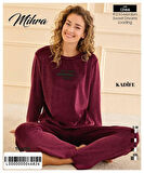 Mihra Kadın Kışlık Bisiklet Yaka Kadife Pijama Takımı 13166M - 1 Adet