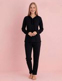 Pijamerry Kadın Bambu Baharlık Dantel Yaka Uzun Kol İnce Pijama Takımı 5210S - 1 Adet