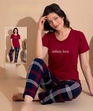 Boyraz Slim Fit Dar Kesim Kadın Milan Bisiklet Yaka Kısa Kol Pijama Takımı 11007B - 1 Adet