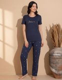 Boyraz Slim Fit Dar Kesim Kadın Milan Bisiklet Yaka Kısa Kol Pijama Takımı 11005F - 1 Adet