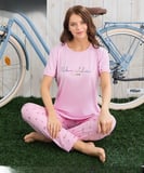 Pijamoni Kadın Milan Bisiklet Yaka Kısa Kol İnce Pijama Takımı 7605/42 - 1 Adet