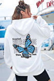 Uyguntarz Unisex Kelebek Sırt Baskılı Sweatshirt