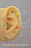 Gold Çelik Altın Kelebek Helix Piercing Kıkırdak Lob