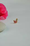 Gold Çelik Pembe Kelebek Helix Piercing Kıkırdak Lob