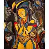 Canvas Anne Sevgisi Sayılarla Boyama Seti  Kasnaklı 40 x 50 cm