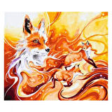 Canvas Tilki Sayılarla Boyama Seti  Kasnaklı 40 x 50 cm