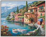 Canvas Sahil Manzarası 2 Sayılarla Boyama Seti  Kasnaklı 40 x 50 cm