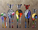 Canvas Zebra Ailesi Sayılarla Boyama Seti Kasnaklı 40 x 50 cm