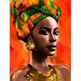 Canvas Afrikalı Güzel 7 Sayılarla Boyama Seti  Kasnaklı 40 x 50 cm